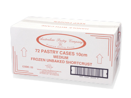 Pastry Cases U/B 10cm (4"") Medium Sweet Shortcrust Frozen 72/Ctn